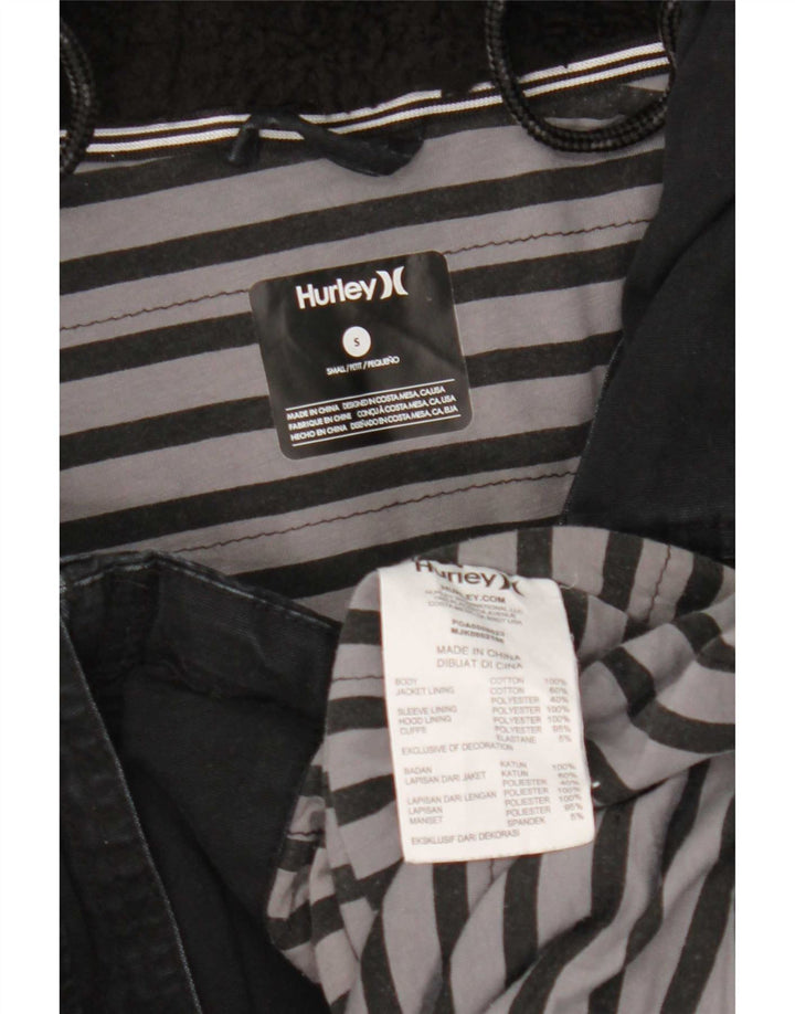 Jaqueta Parka masculina Hurley com capuz Reino Unido 36 pequeno algodão preto