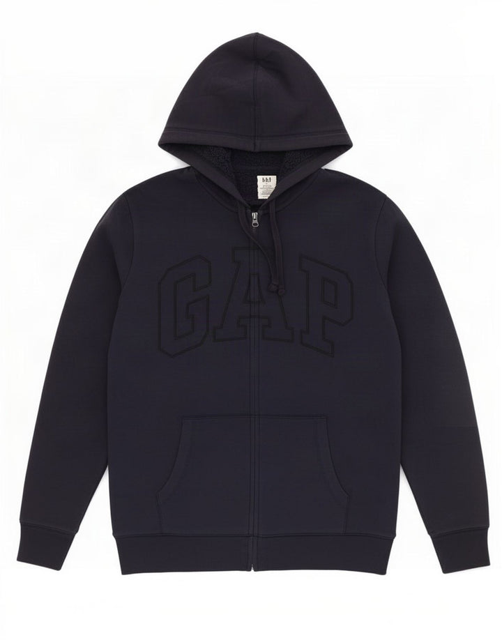 Suéter masculino Gap com capuz e zíper gráfico médio algodão azul marinho