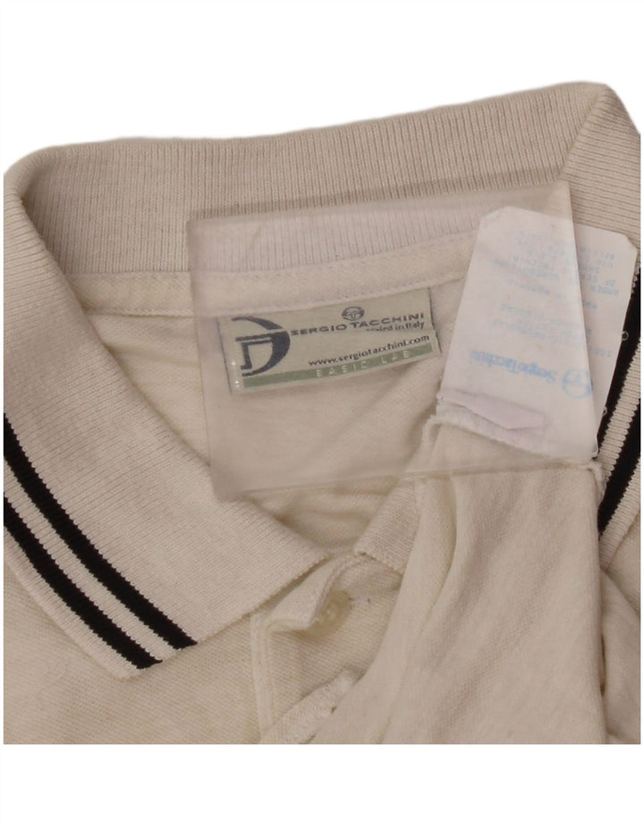 SERGIO TACCHINI Camisa polo masculina grande de algodão off white