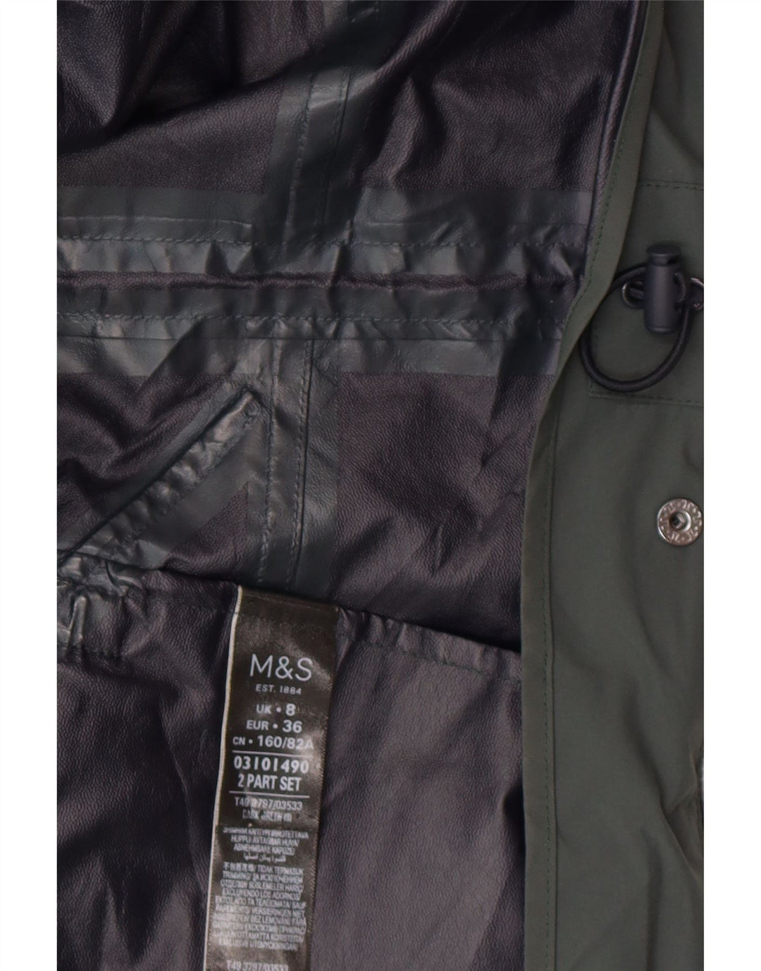 Jaqueta parka feminina com capuz MARKS & SPENCER Reino Unido 8 pequena poliamida verde