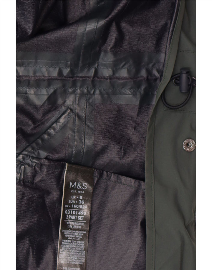 Jaqueta parka feminina com capuz MARKS & SPENCER Reino Unido 8 pequena poliamida verde