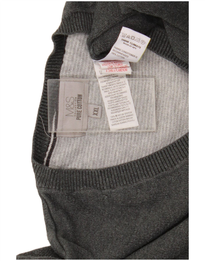 Suéter masculino Marks & Spencer com decote em V 2XL algodão cinza