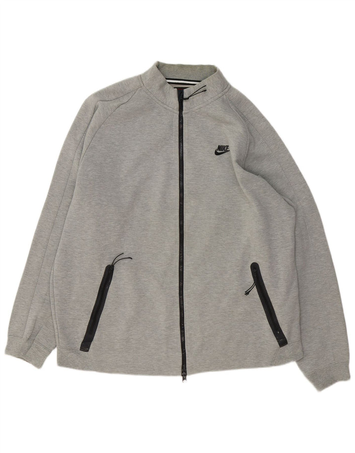 Jaqueta Nike masculina de agasalho grande cinza manchado de algodão