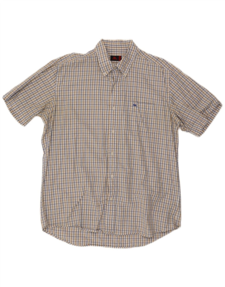 Camisa masculina de manga curta Kappa 3XL algodão xadrez multicolorido