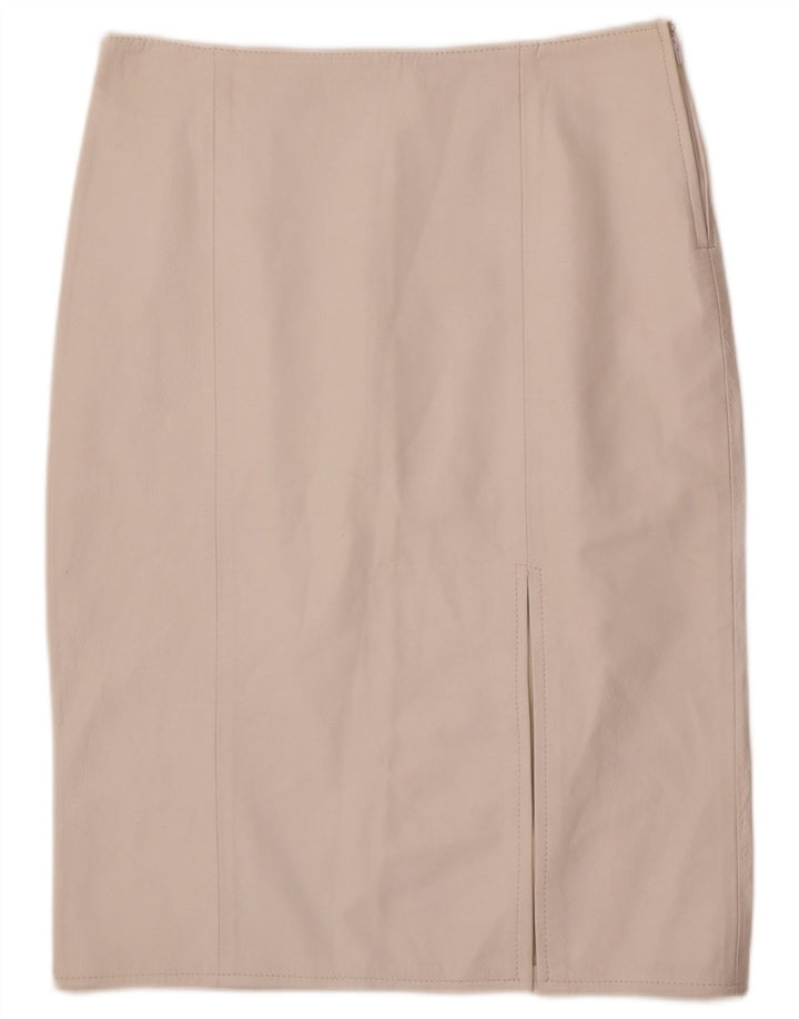 Saia de couro feminina vintage IT 48 XL W32 branca