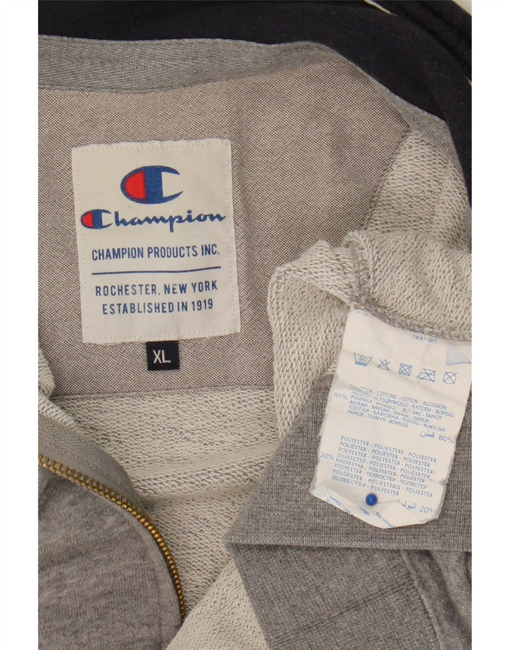 CHAMPION Jaqueta masculina de agasalho XL cinza manchado de algodão