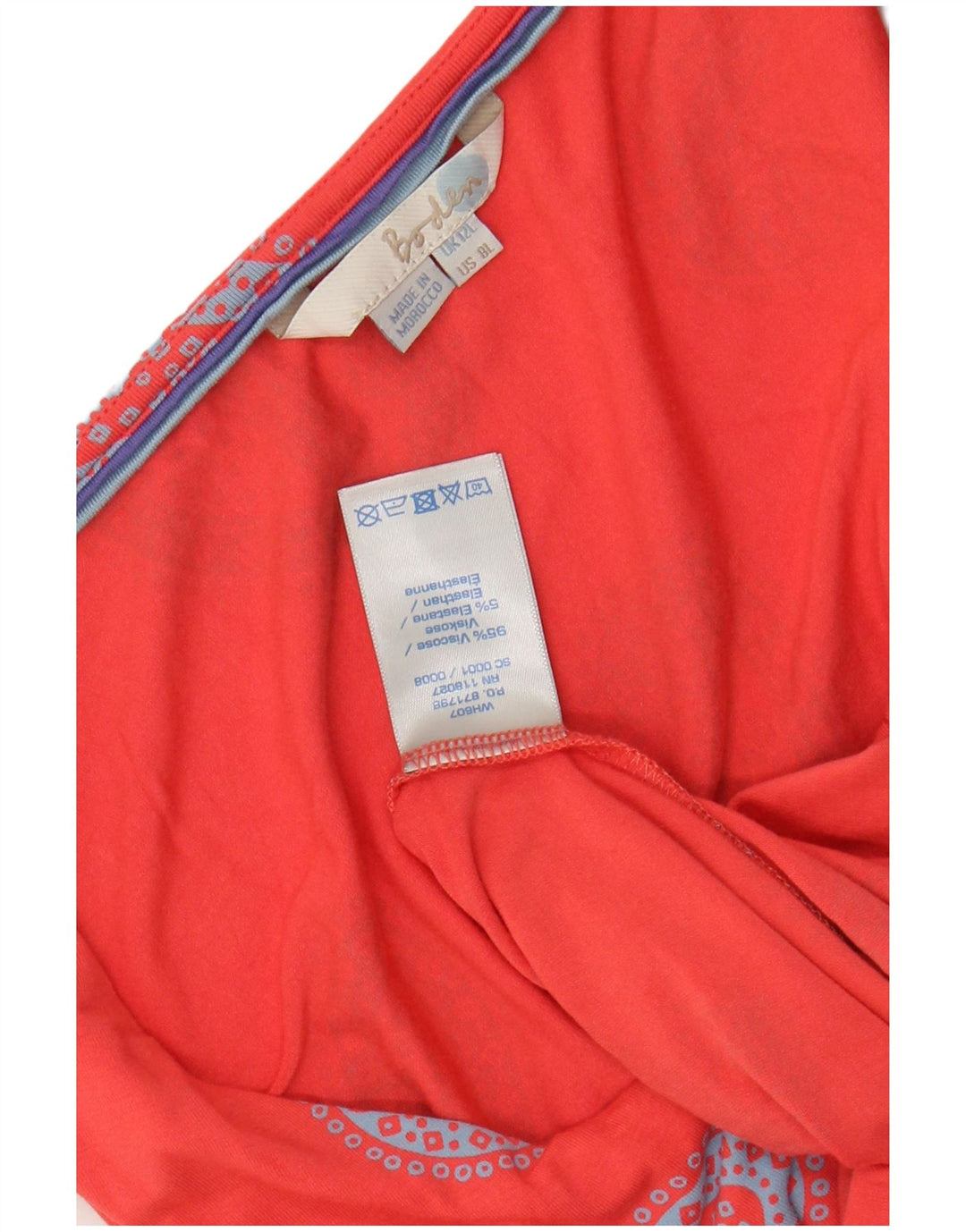 Vestido feminino BODEN longo sem mangas evasê Reino Unido 12 médio vermelho paisley viscose