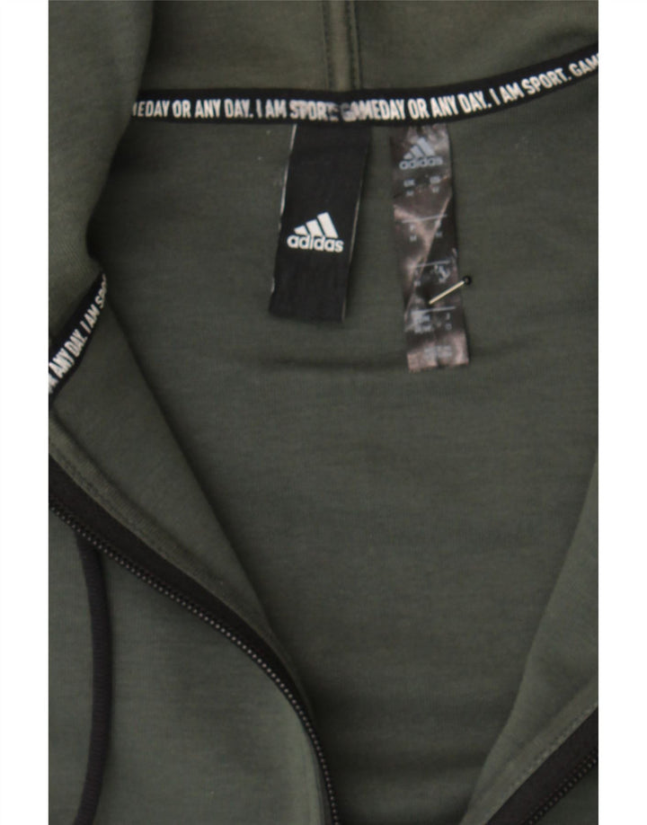 ADIDAS Mens Graphic Zip Hoodie Sweater Medium Green Cotton Vintage Adidas and Second-Hand Adidas from Messina Hembry 