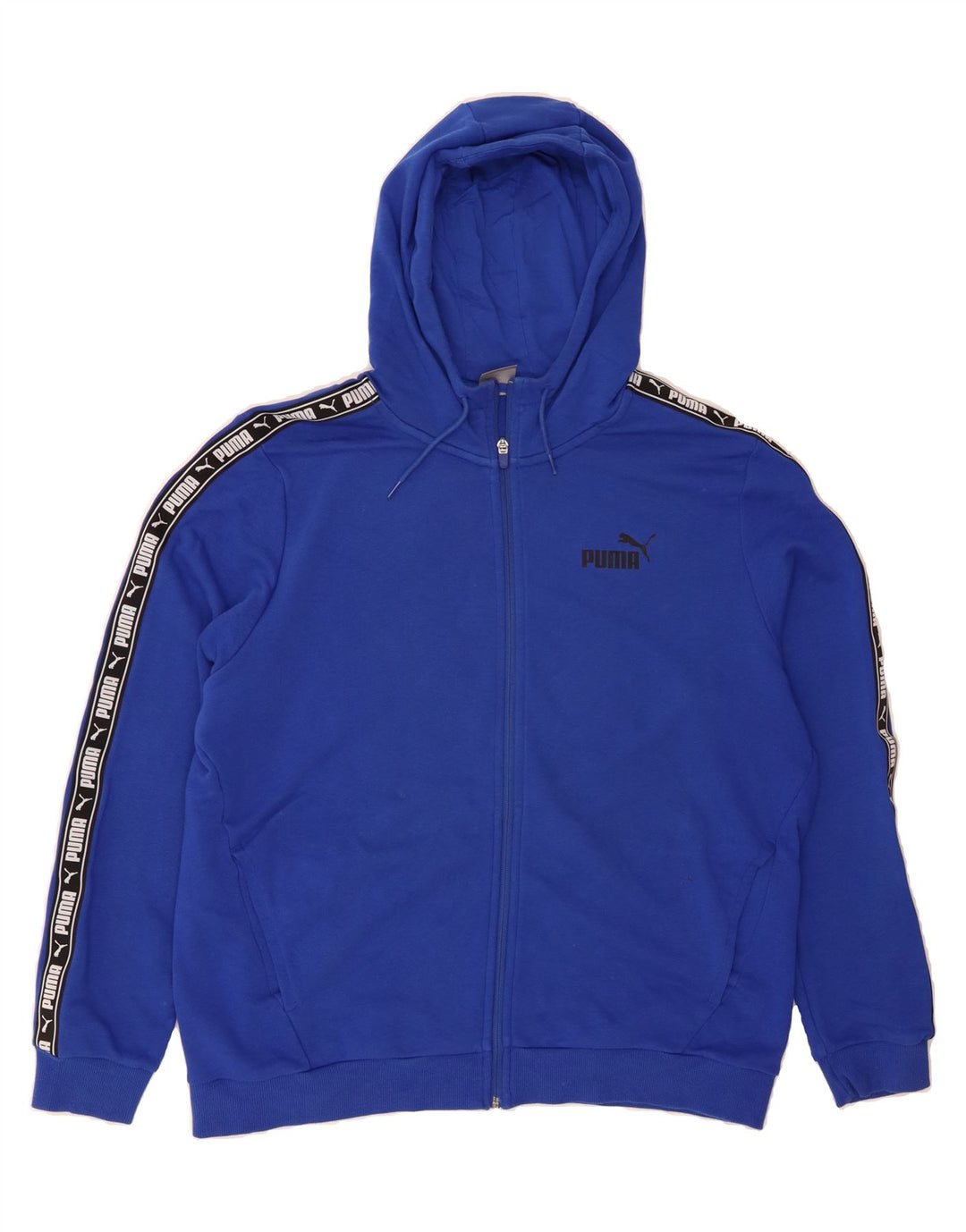 PUMA Mens Graphic Zip Hoodie Sweater XL Blue Colourblock Vintage Puma and Second-Hand Puma from Messina Hembry 