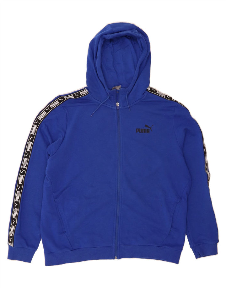 PUMA Mens Graphic Zip Hoodie Sweater XL Blue Colourblock Vintage Puma and Second-Hand Puma from Messina Hembry 