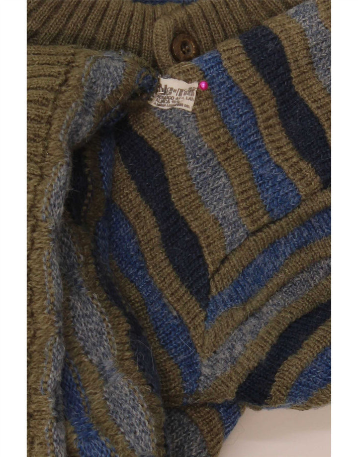 Suéter masculino vintage com decote em botão IT 48 listrado médio multicolorido