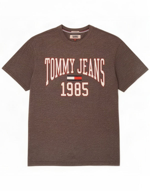 Tommy Hilfiger Mens Regular Fit Graphic T-Shirt Top Pequeno Algodão Cinza