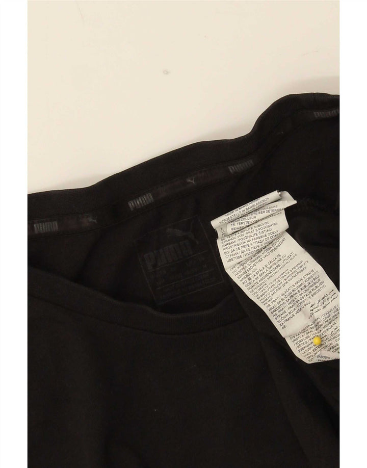 Puma Mens Graphic T-Shirt Top Médio Algodão Preto