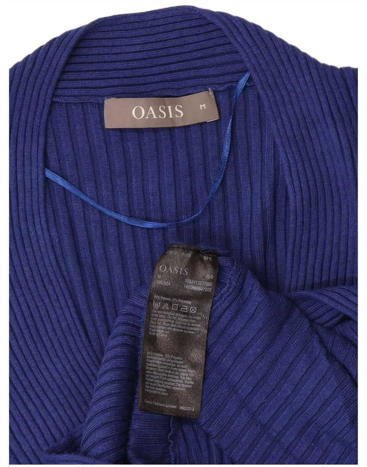 Suéter feminino Oasis com decote em V Reino Unido 12 viscose azul médio