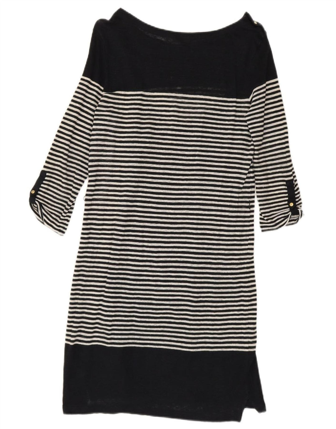 Vestido feminino Massimo Dutti manga 3/4 Reino Unido 10 pequeno listrado preto