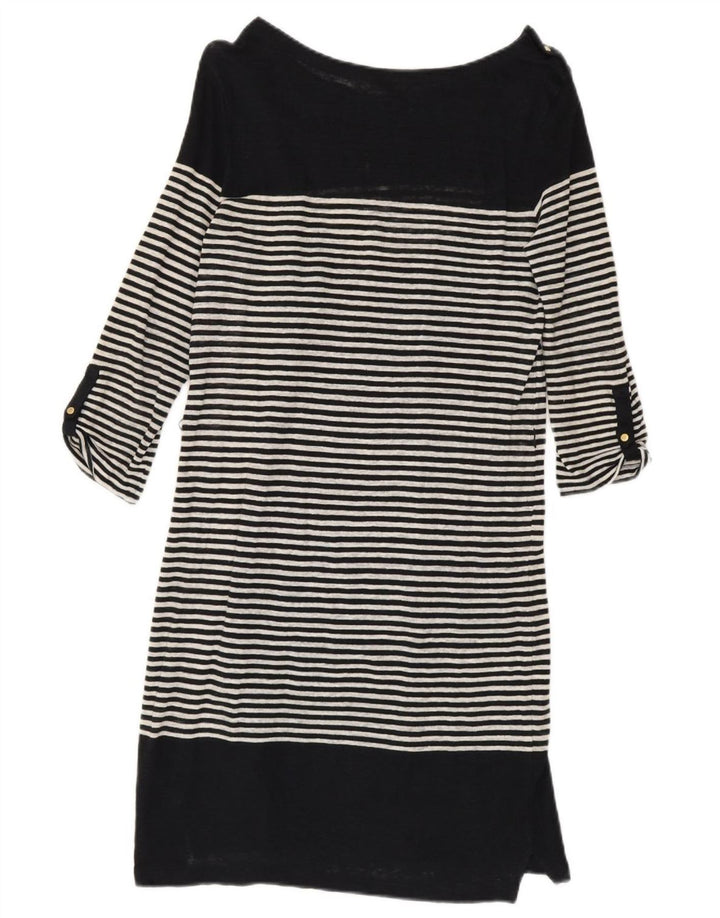 Vestido feminino Massimo Dutti manga 3/4 Reino Unido 10 pequeno listrado preto