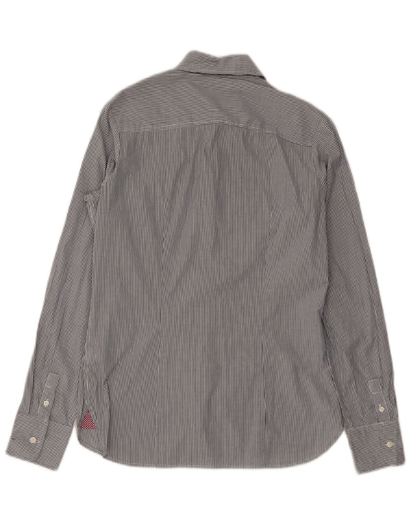 Camisa feminina Tommy Hilfiger EUA 6 algodão listrado cinza médio