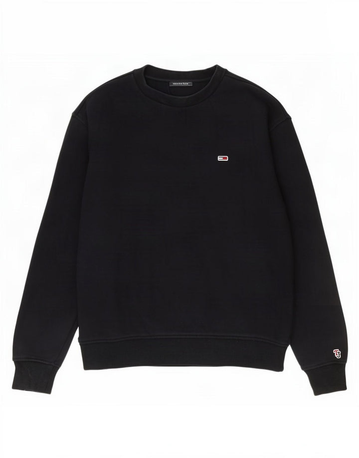 Tommy Hilfiger moletom feminino oversized jumper Reino Unido 10 pequeno algodão preto