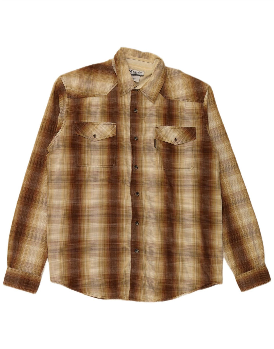Camisa masculina Columbia XL marrom xadrez algodão