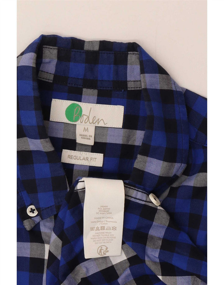 Camisa masculina Boden de flanela de ajuste regular, algodão xadrez azul médio