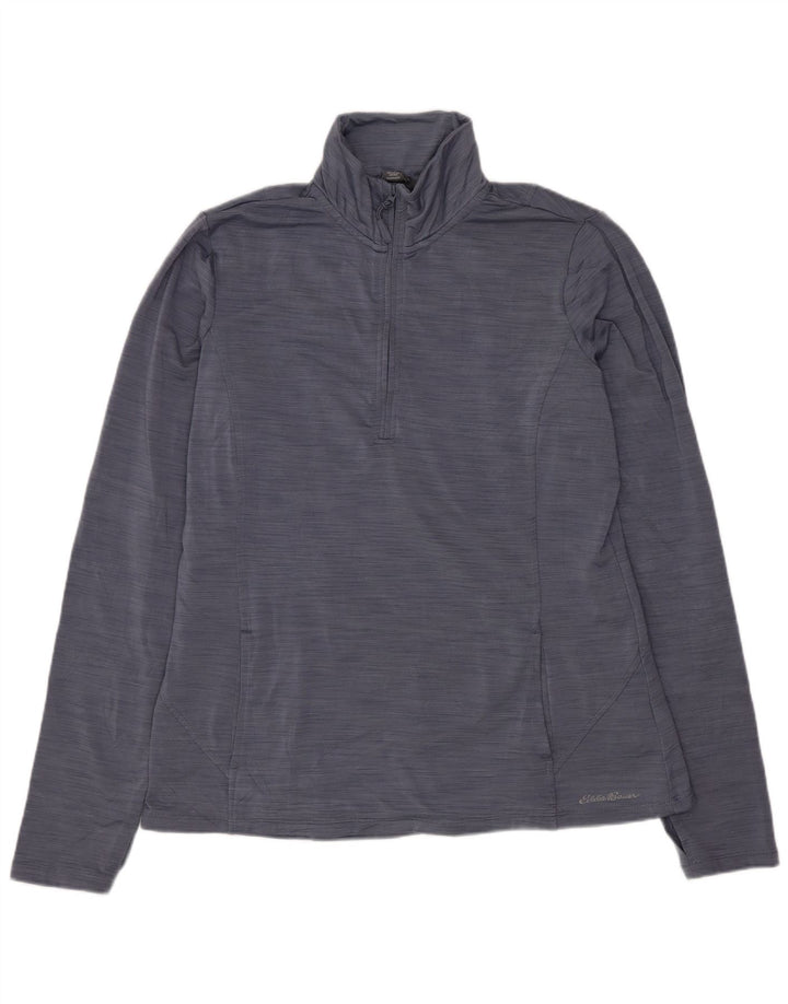 Eddie Bauer Top feminino com zíper e manga comprida Reino Unido 14 médio azul marinho