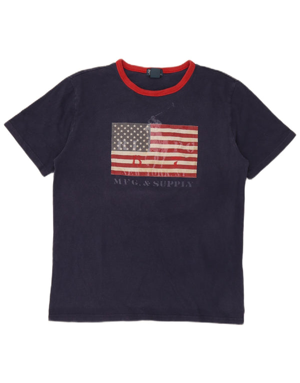 Camiseta Polo Ralph Lauren Boys Graphic Top 15-16 Anos XL Azul Marinho Algodão
