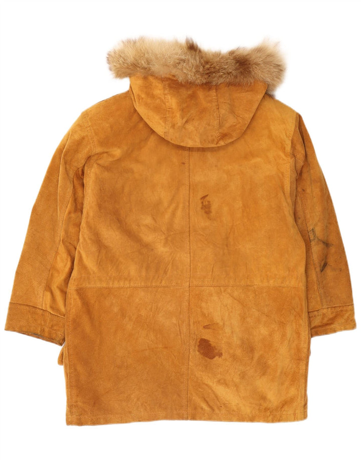 Jaqueta Parka feminina vintage de camurça com capuz UE 40 camurça marrom média