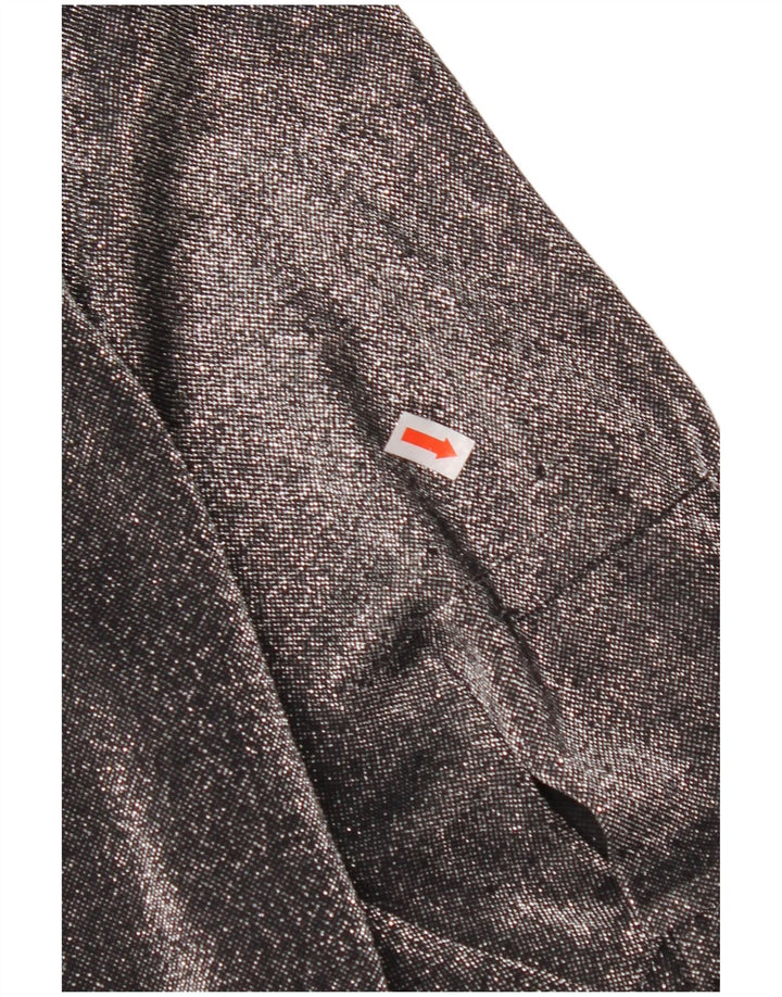 Blusa feminina VINTAGE de grandes dimensões Reino Unido 16 grande poliéster preto manchado