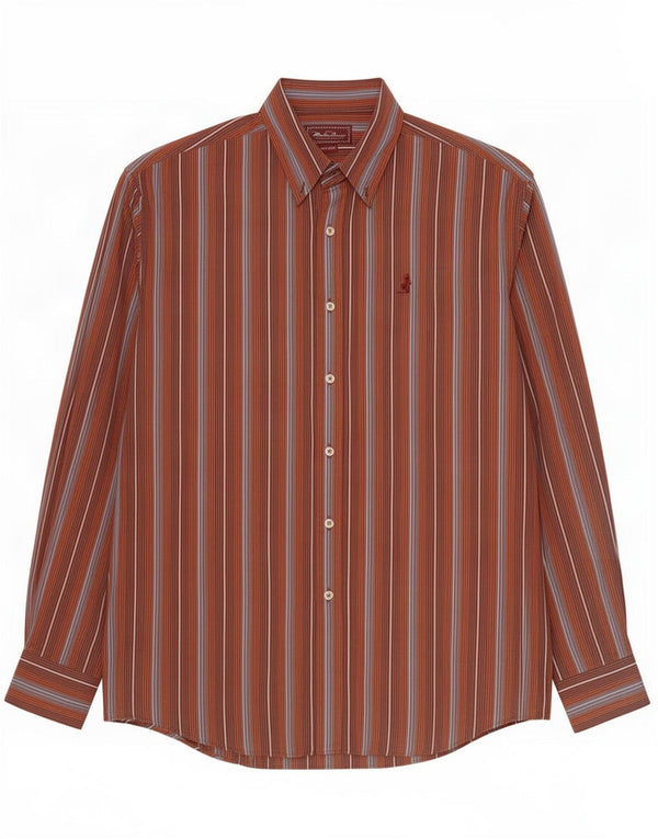 Camisa masculina Marlboro Classics 2XL algodão listrado marrom