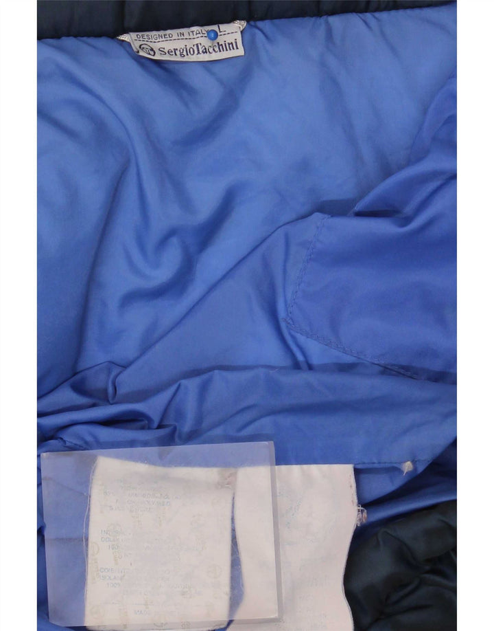 Jaqueta masculina acolchoada com capuz Sergio Tacchini Reino Unido 40 grande azul marinho poliamida