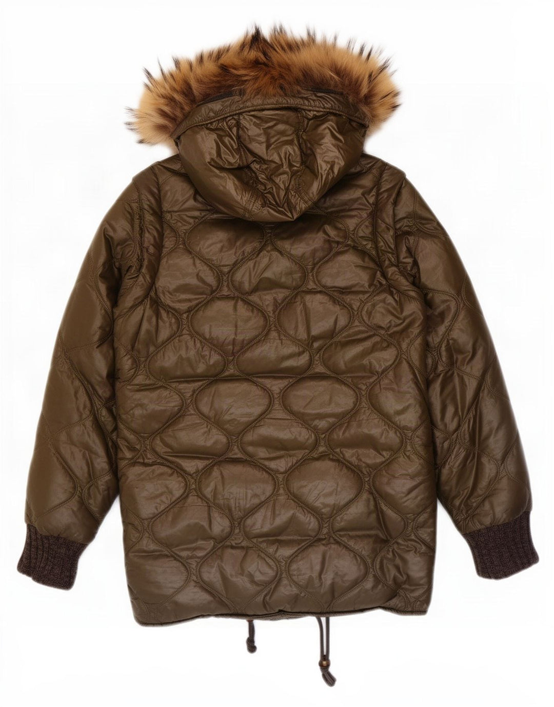 Casaco feminino acolchoado com capuz Iceberg US 8 médio cáqui poliamida