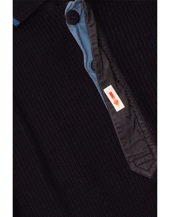 Suéter masculino NAVIGARE com gola polo grande de lã azul marinho