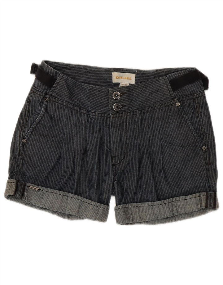 Calça quente feminina Diesel W26 algodão listrado azul pequeno