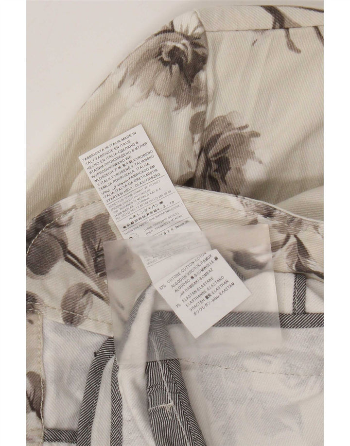 Jaqueta blazer jeans Sisley feminina com 2 botões Reino Unido 10 pequeno off white floral
