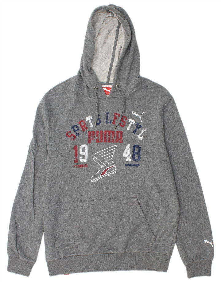 PUMA Mens Graphic Hoodie Jumper Médio Cinza