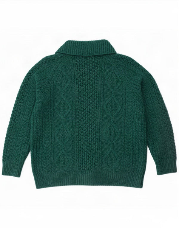 Suéter cardigã feminino vintage UK 12 verde médio