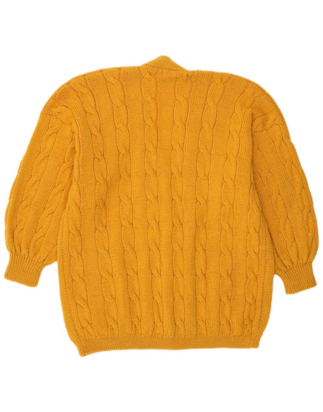 Suéter Cardigan Feminino Vintage Reino Unido 16 Grande Amarelo