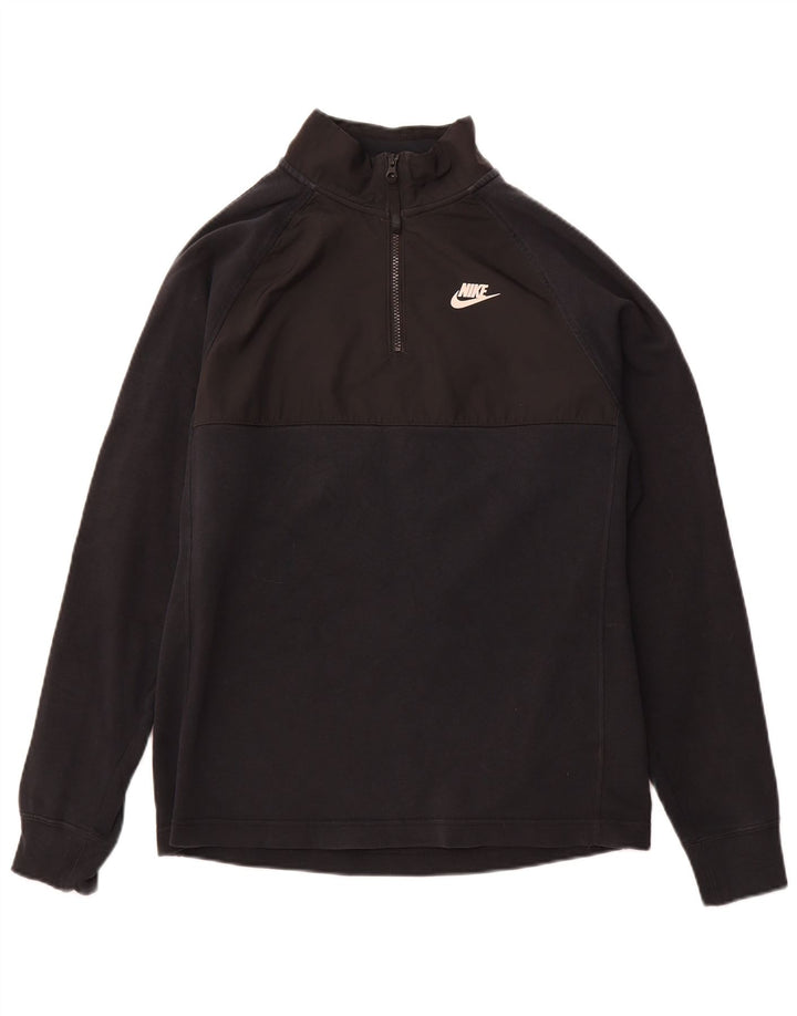 Moletom masculino NIKE gráfico com zíper e gola em algodão preto pequeno