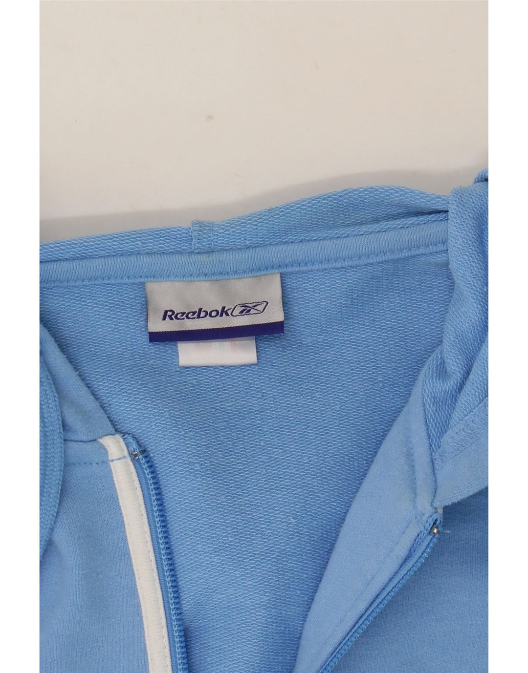 Suéter Reebok feminino com capuz e zíper UK 10 pequeno azul poliéster