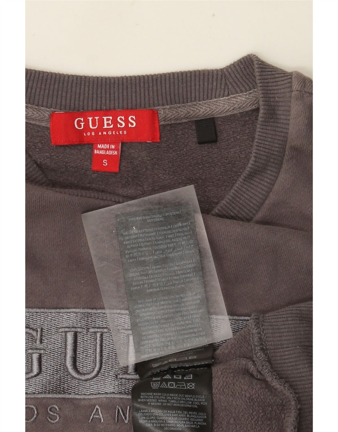 Suéter feminino com estampa gráfica Guess, tamanho grande, Reino Unido, 10, pequeno, cinza, algodão