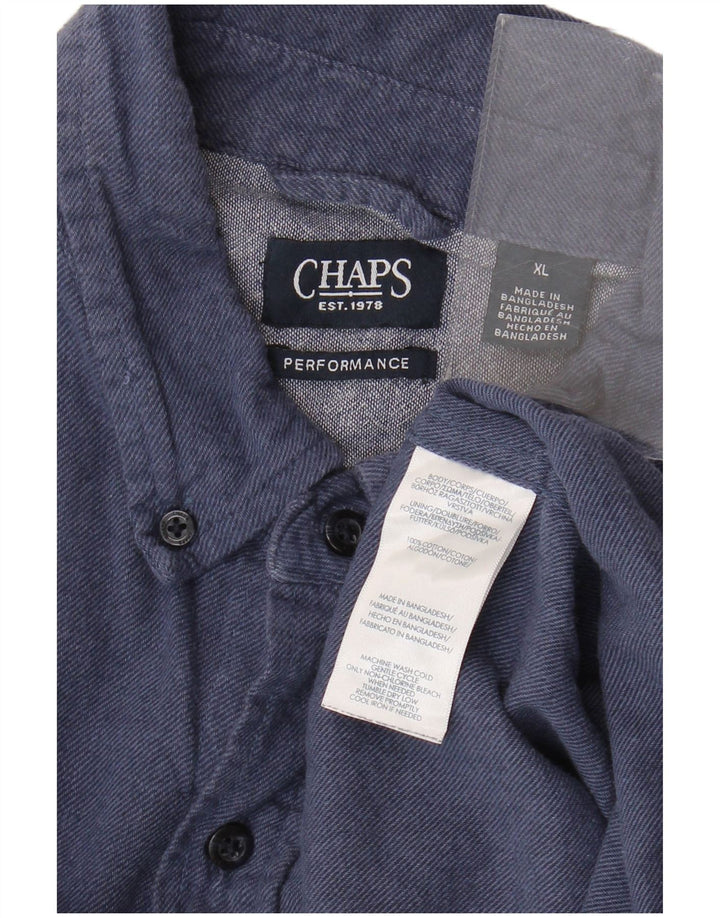 Camisa masculina de flanela Chaps XL azul marinho algodão