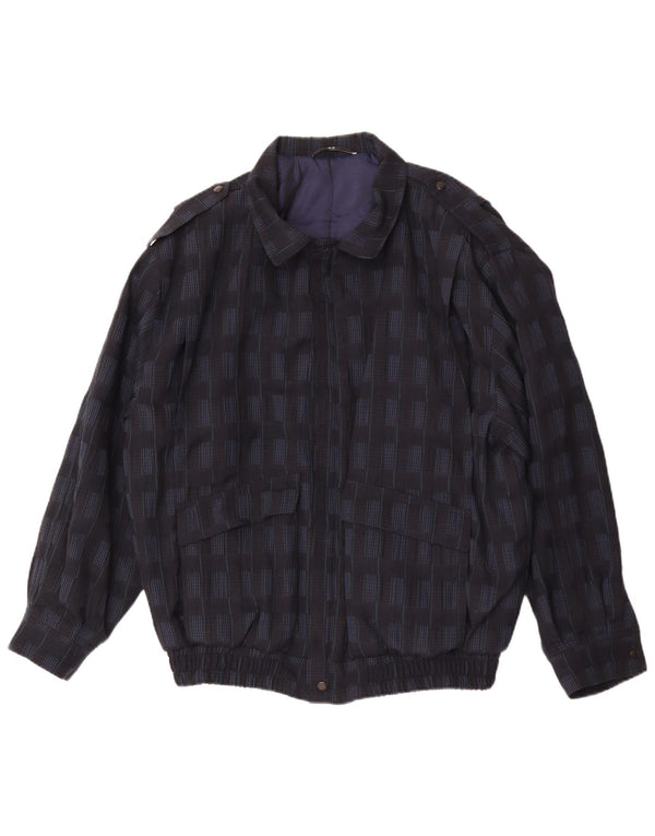 Jaqueta bomber militar masculina Trevira UK 44 2XL poliéster xadrez azul marinho