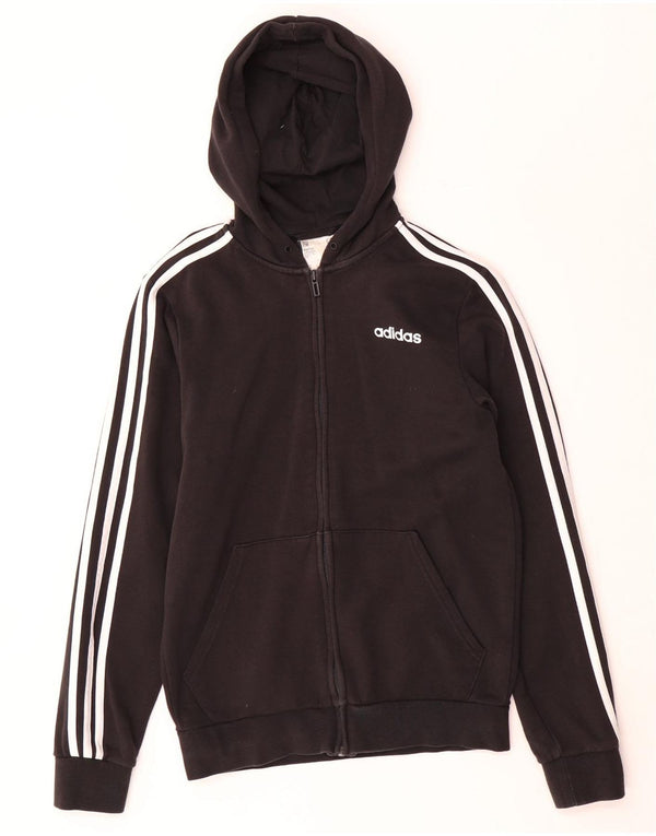 Adidas masculino zip moletom com capuz pequeno algodão preto