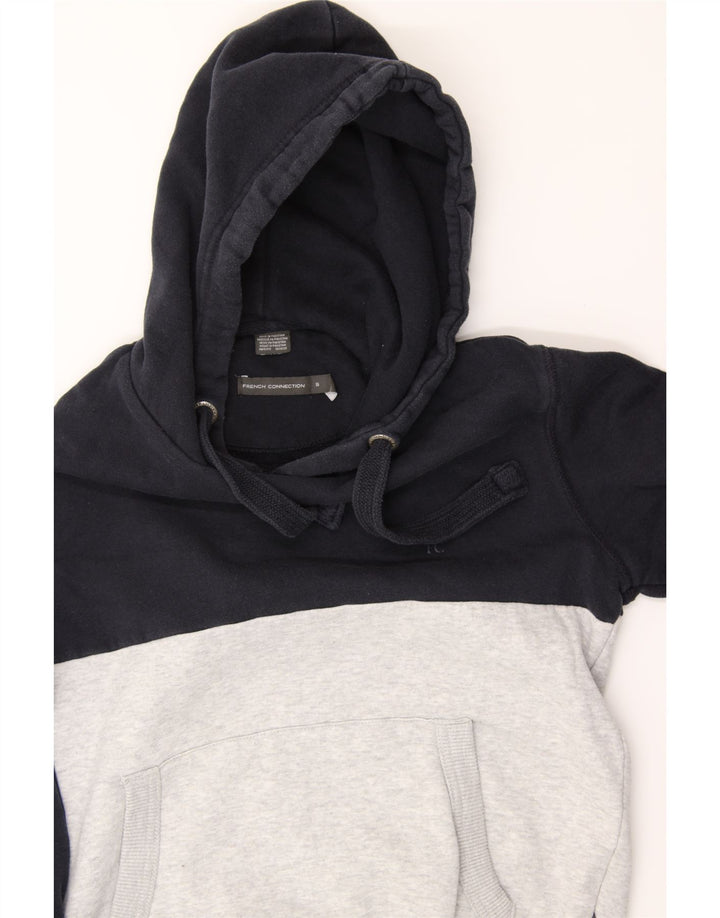FRENCH CONNECTION Mens Hoodie Jumper Small Navy Blue Colourblock Cotton Vintage French Connection and Second-Hand French Connection from Messina Hembry 