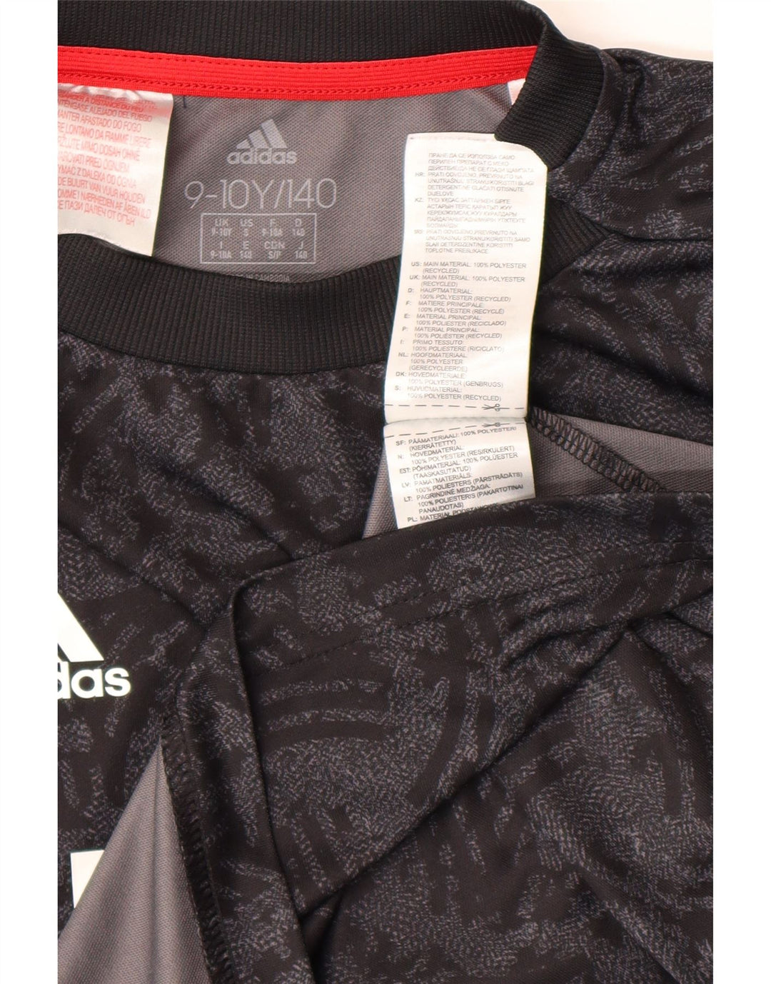 Camiseta Adidas Boys Graphic Top 9-10 Anos Poliéster Geométrico Preto