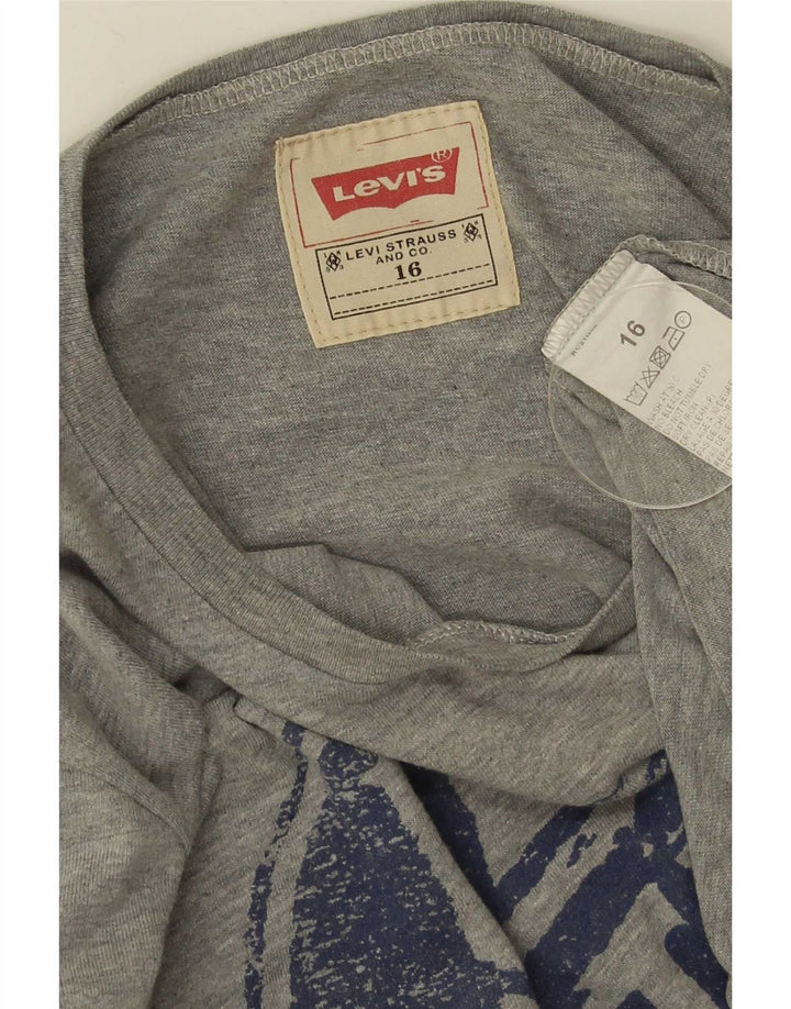 Top gráfico Levi's Boys manga comprida 15-16 anos algodão cinza
