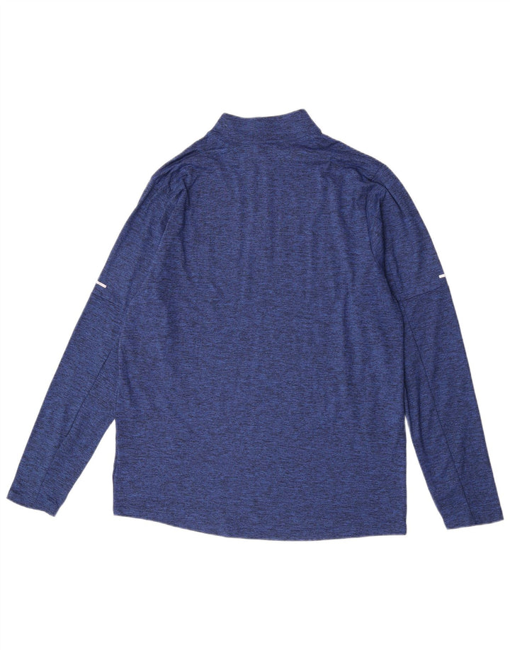 Pulôver masculino Nike Dri Fit com gola zip e moletom grande azul manchado
