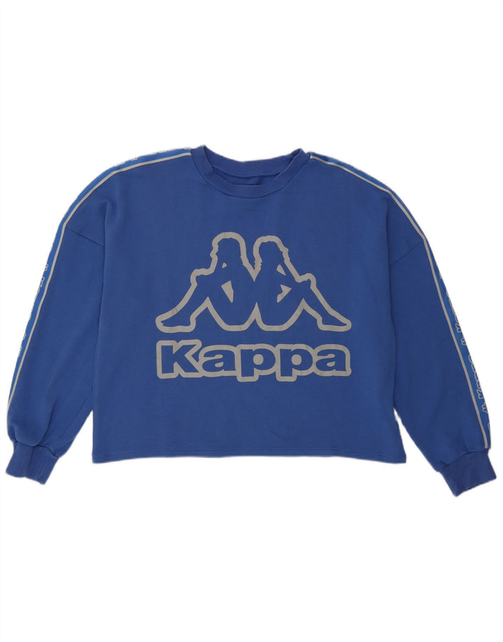 Kappa moletom feminino oversized crop gráfico jumper UK 14 médio azul