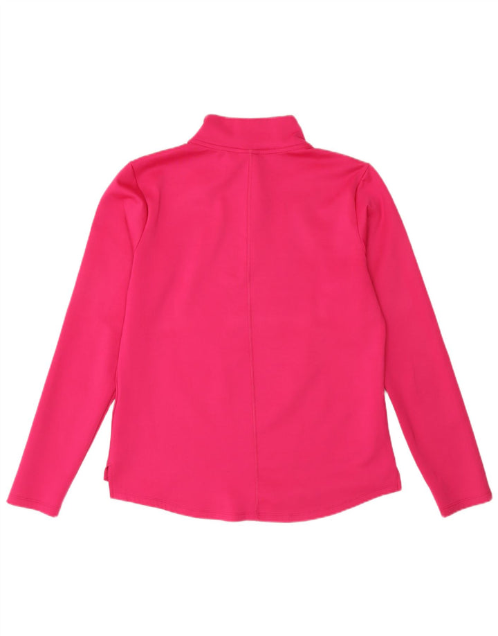 Nike Womens Zip Neck Pullover Treino Top UK 14 Médio Rosa