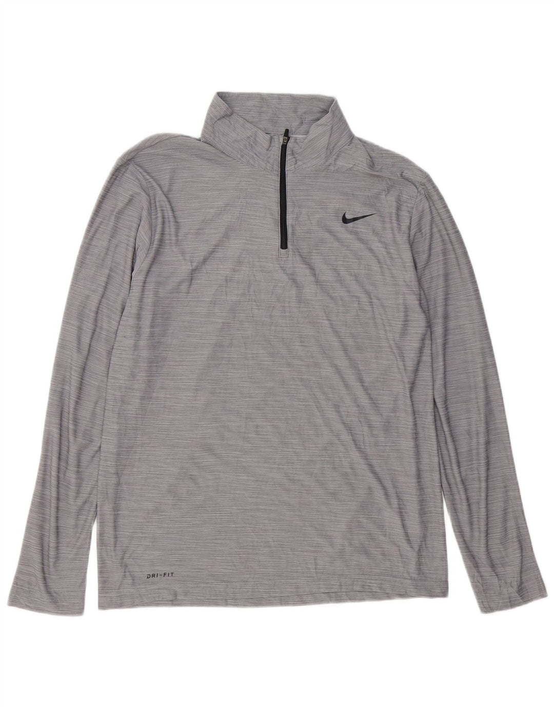 Nike Mens Dri Fit Zip Neck Pullover Treino Top Risca de Giz Cinza Médio